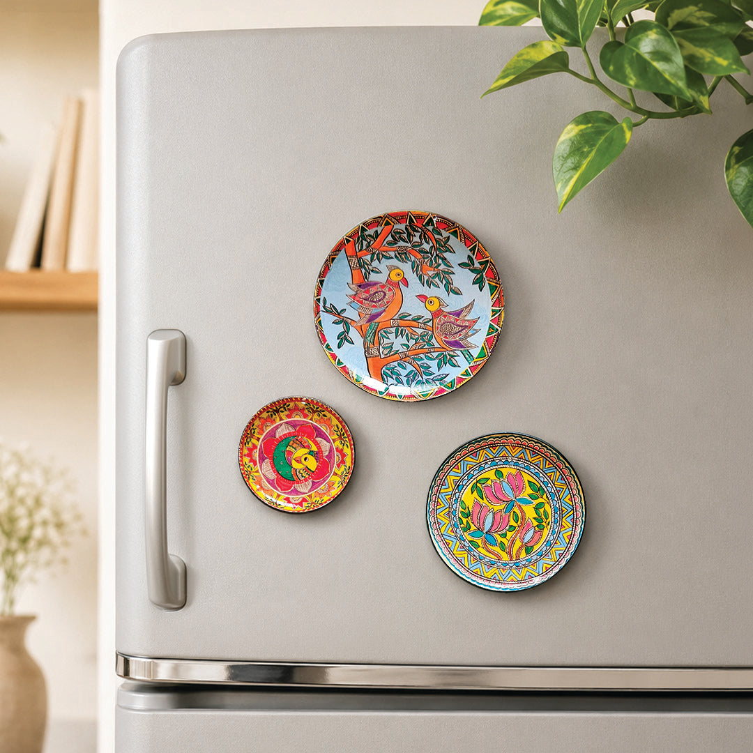 Madhubani Fridge Magnet Set of 3 comes in a Gift Box