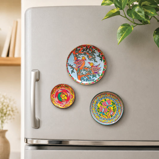Madhubani Fridge Magnet Set of 3 comes in a Gift Box