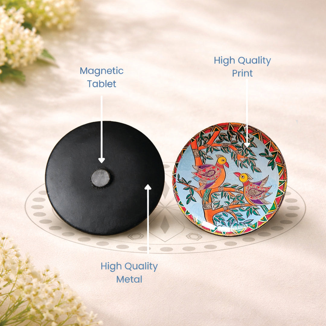 Madhubani Fridge Magnet Set of 3 comes in a Gift Box