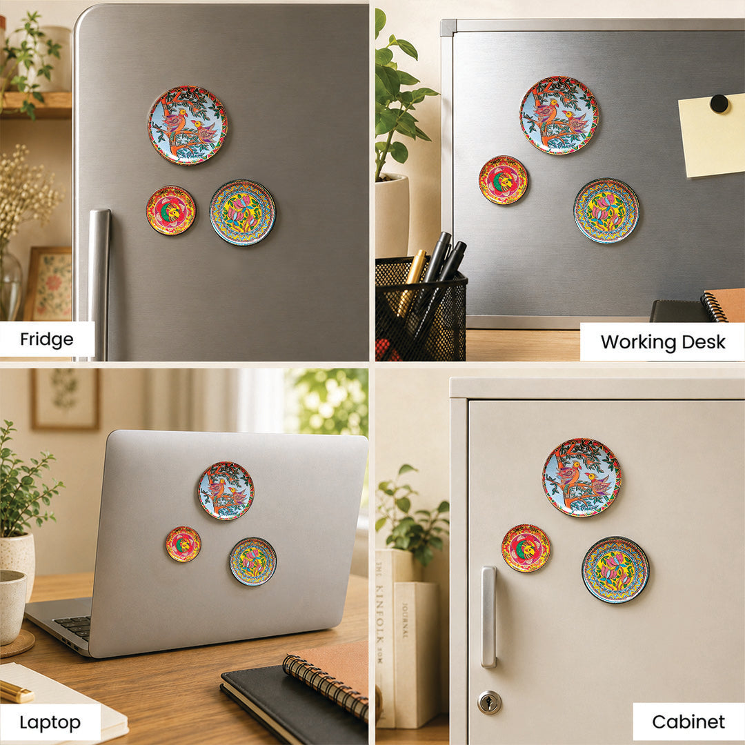 Madhubani Fridge Magnet Set of 3 comes in a Gift Box