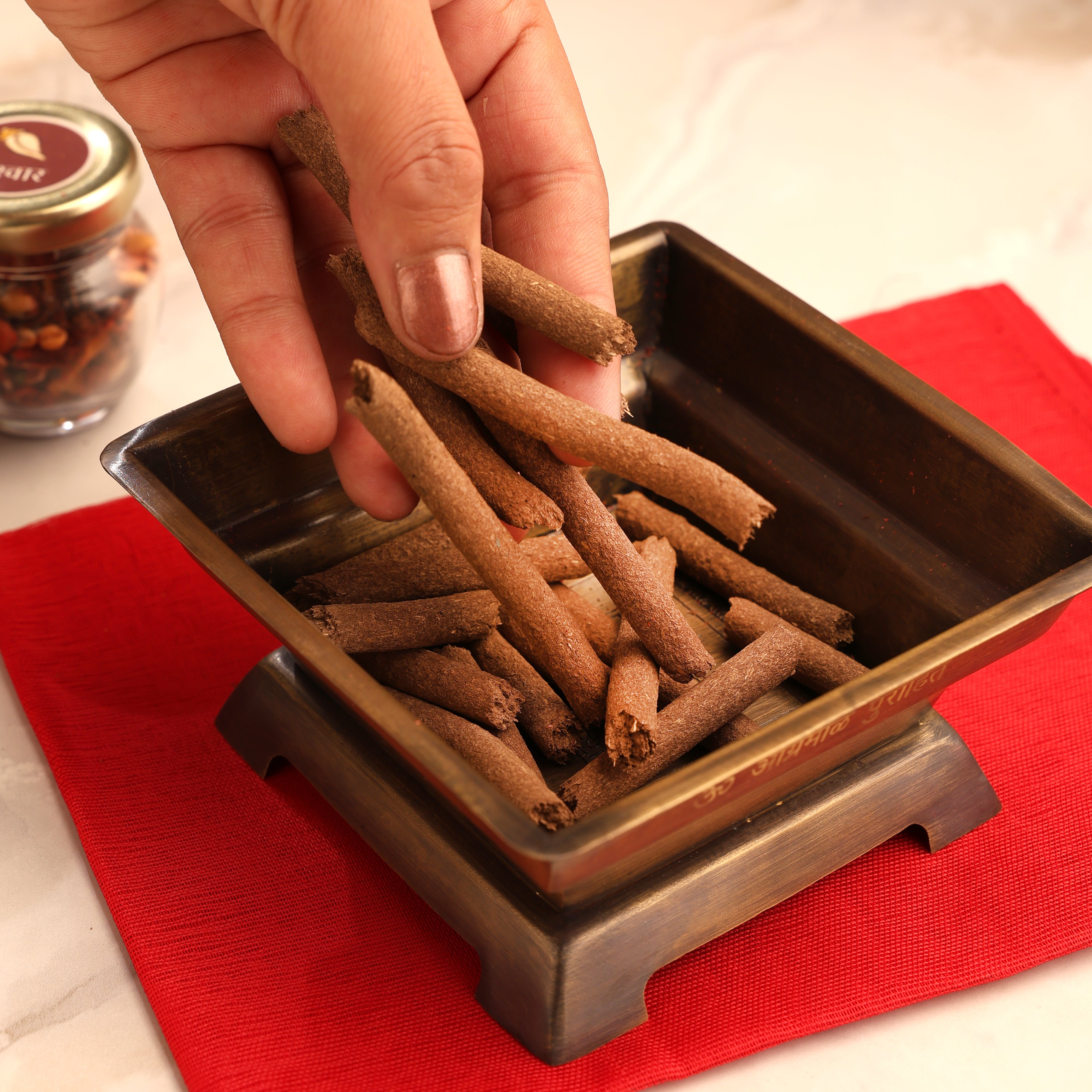 Handcrafted Brass Hawan kund with spoon for Daily Pooja Home Ritual (Large - 260 gms approx)