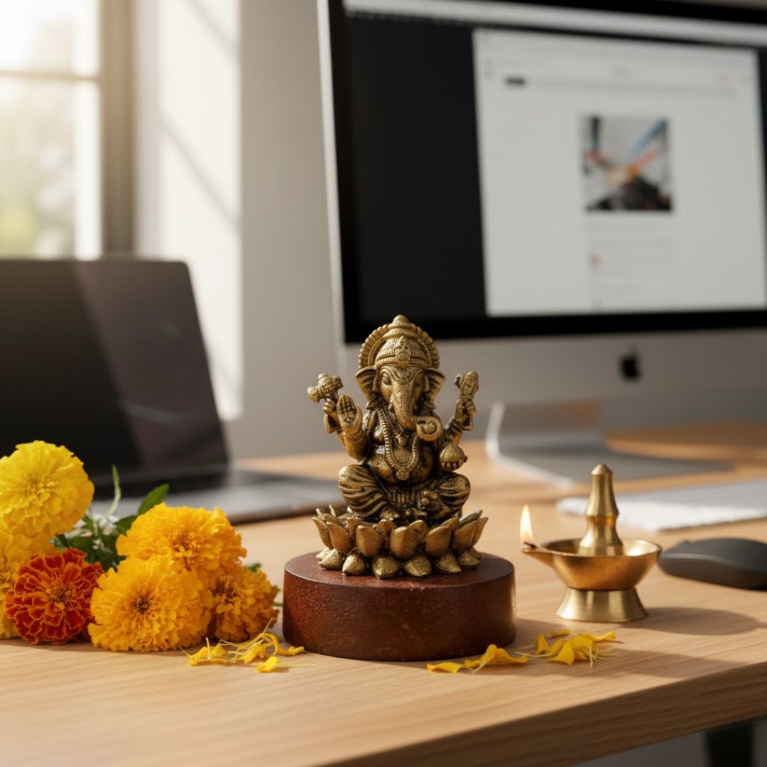 Padmasan Ganapati-Brass Cardashboard Idol