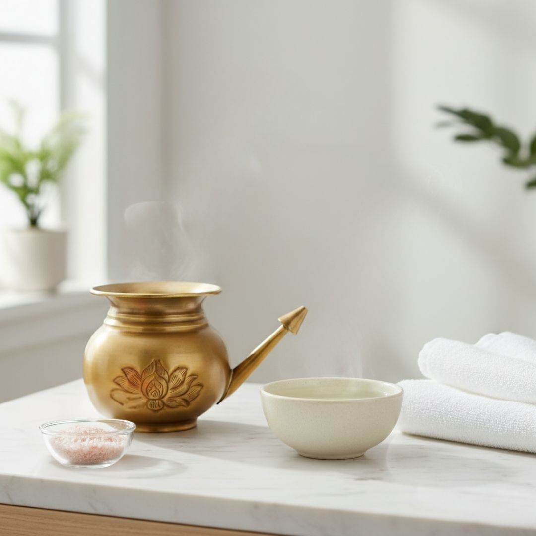 Brass-Lotus Jal Neti Pot