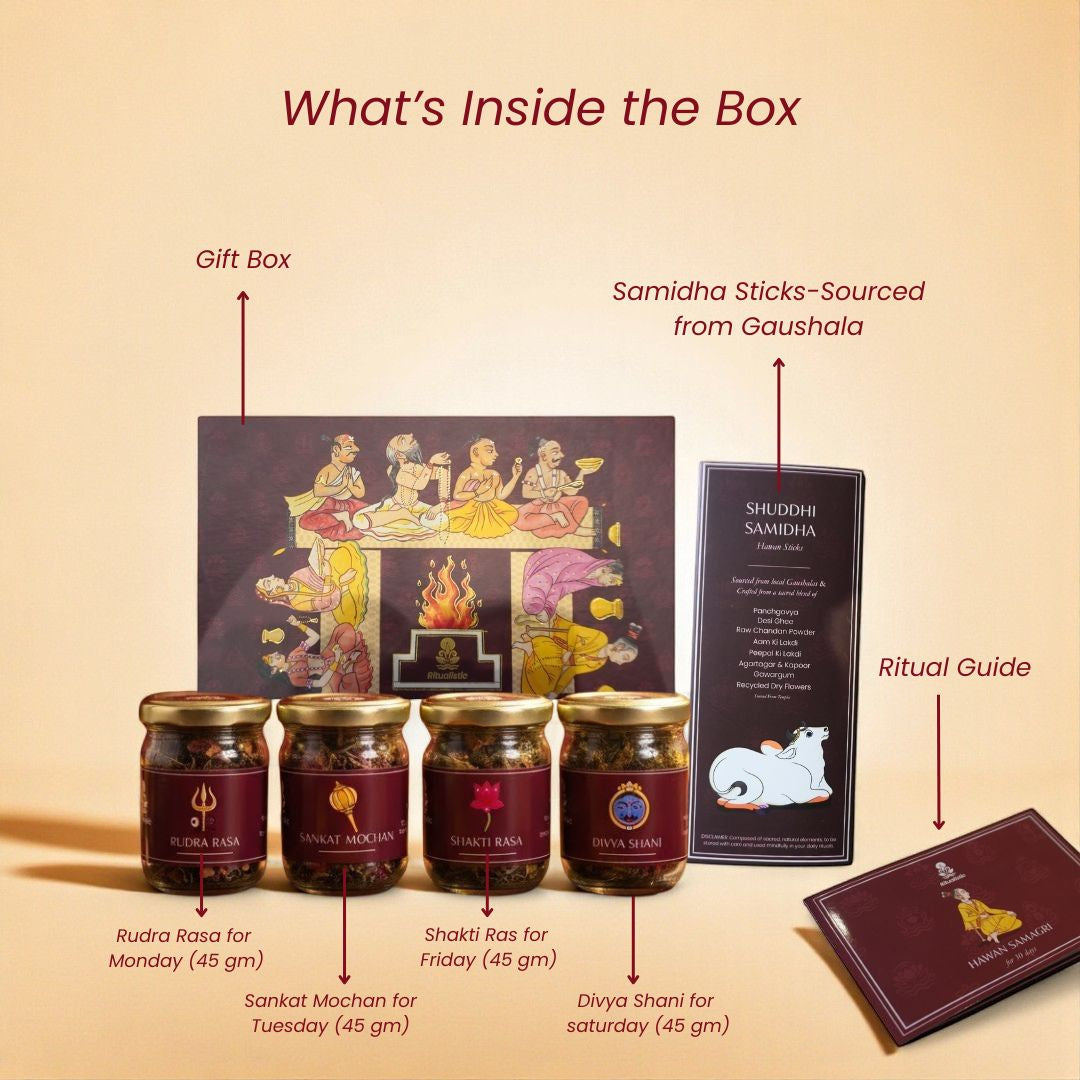 Hawan Samagri Ritual Kit – Set of 4 Sacred Offerings (45 gm each)