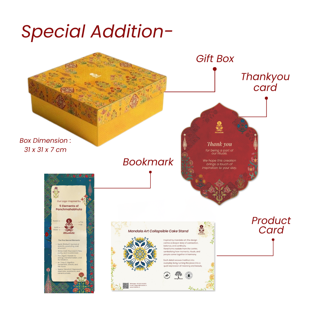 Mandala Collapsible Wooden Cake Stand