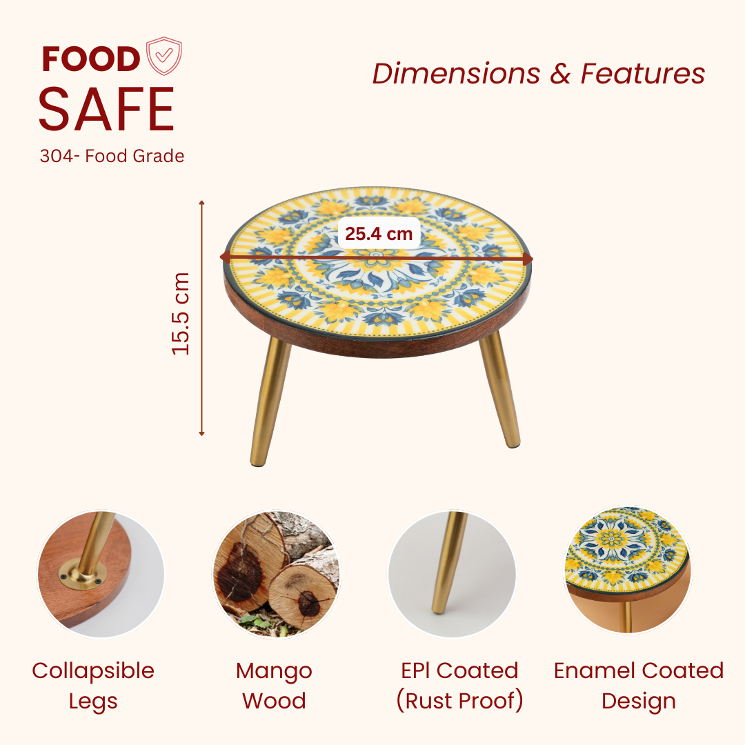 Mandala Collapsible Wooden Cake Stand