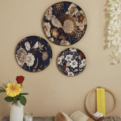 Oriental Blooms Wall Plates- Set of 3