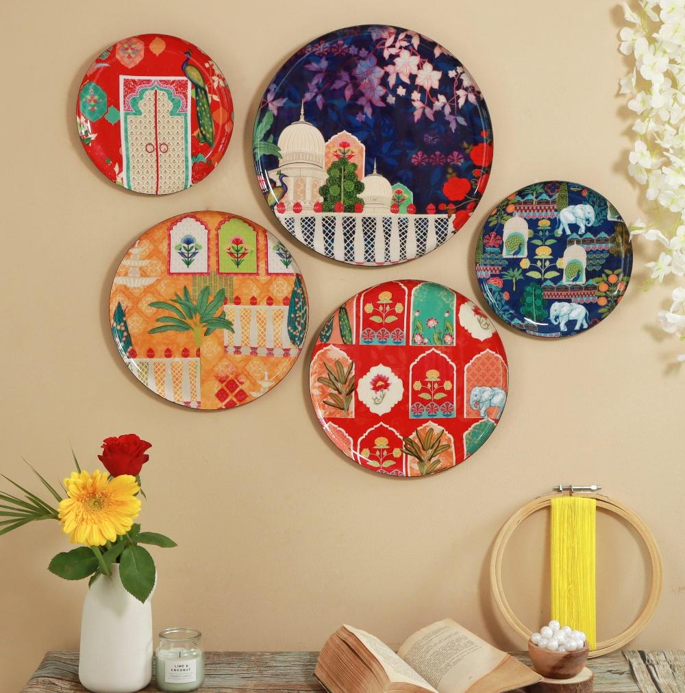 Vintage India Wall Plates - Set of 5