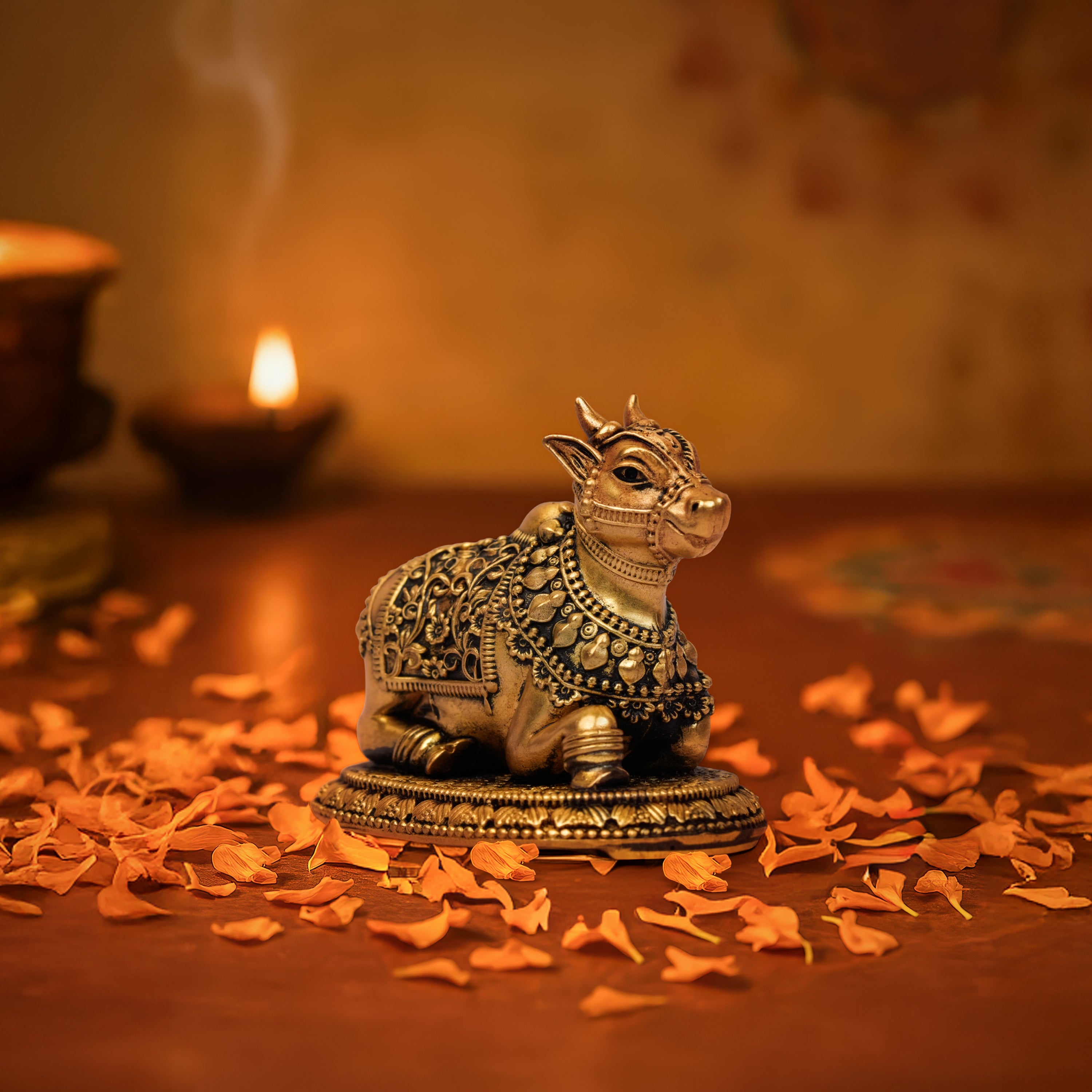 Handcrafted Brass Nandi Idol for Car Dashboard