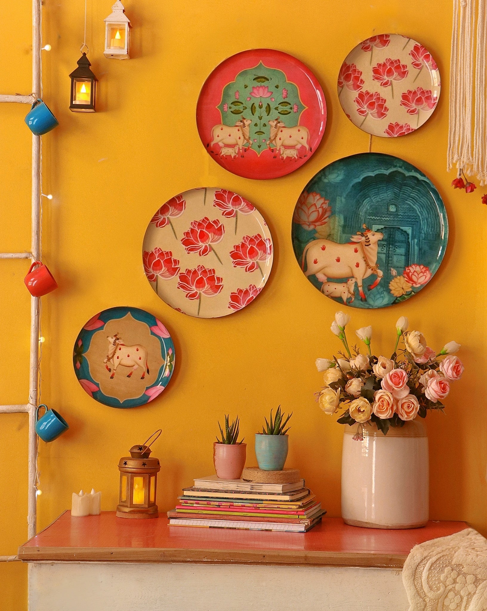 Pastel Pichwai Wall Plates- Set of 5