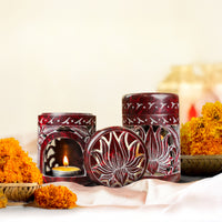 Neerja Maroon Hand Carved Lotus Soapstone Burner Diffuser