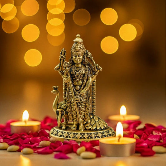 Brass Shaktidhara Kartikeya Idol – for Car Dashboard