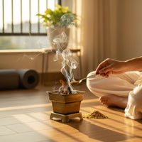Brass Hawan Kund  with Spoon for Vedic Rituals at Home