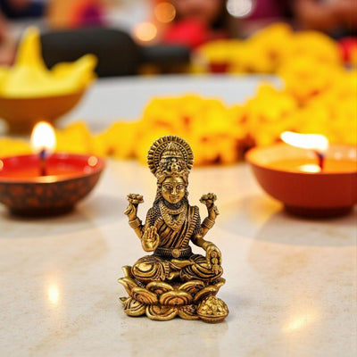 Brass Padma Lakshmi Idol on Lotus Base