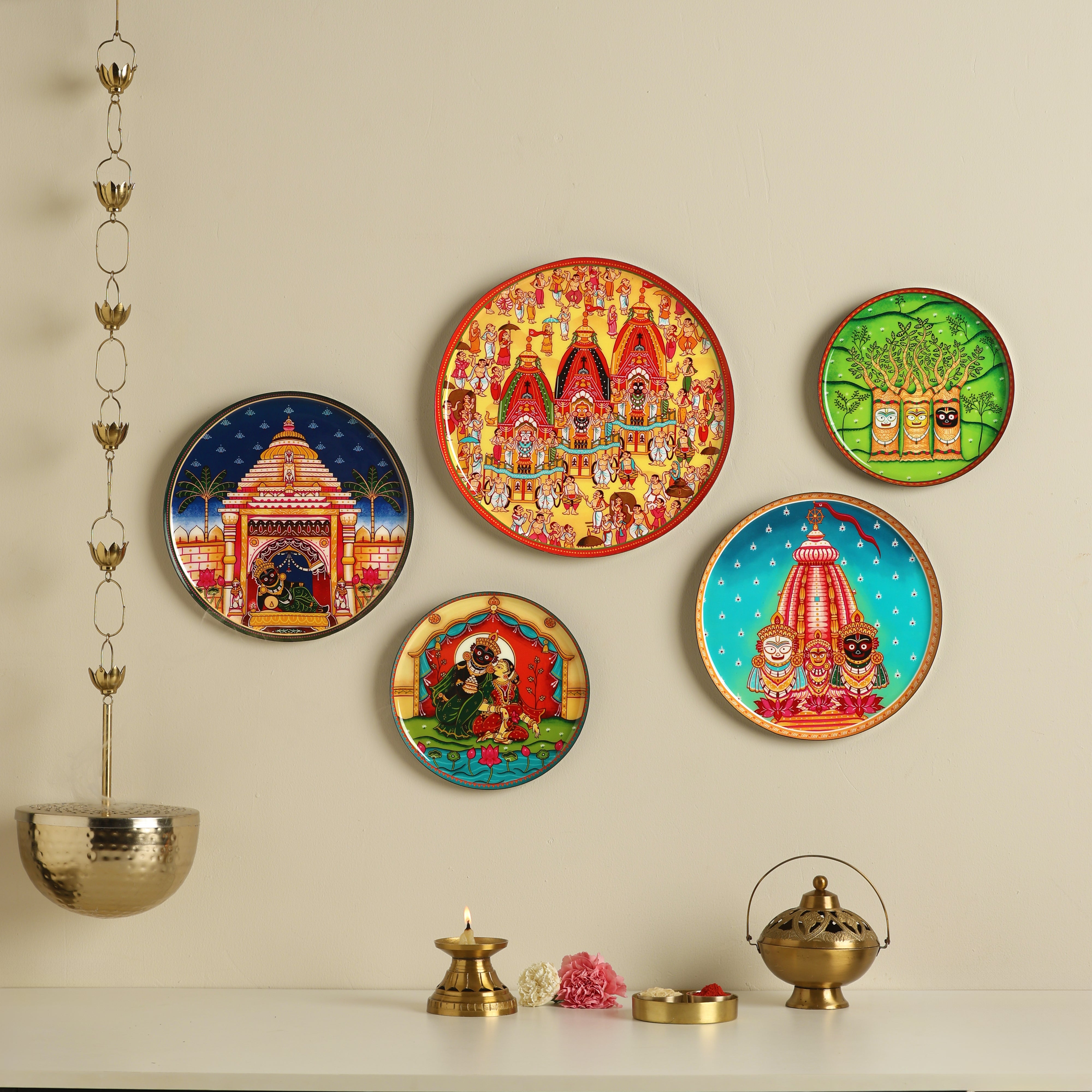 Lord Jagannath Rath Yatra Wall Plates-Set of 5