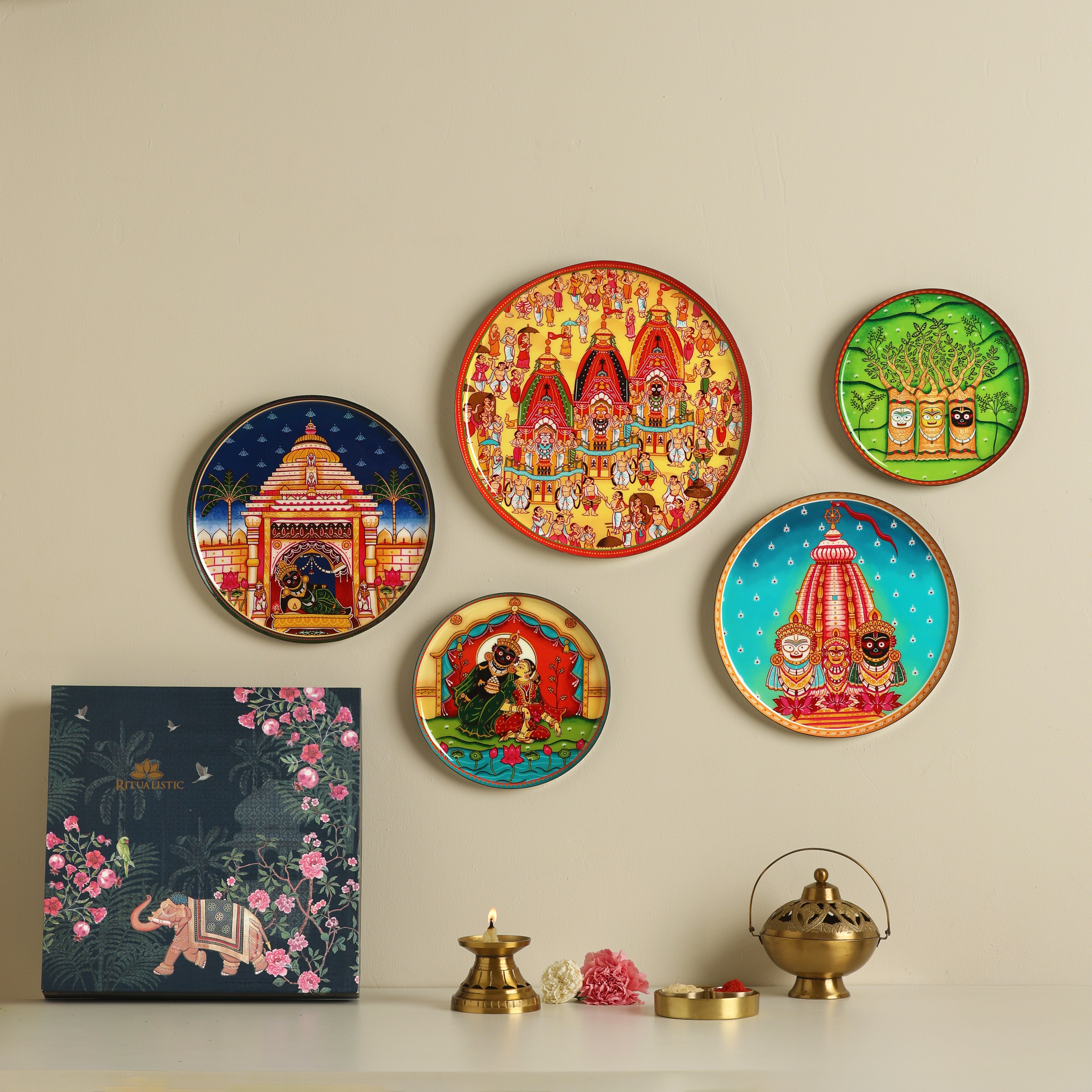 Lord Jagannath Rath Yatra Wall Plates-Set of 5