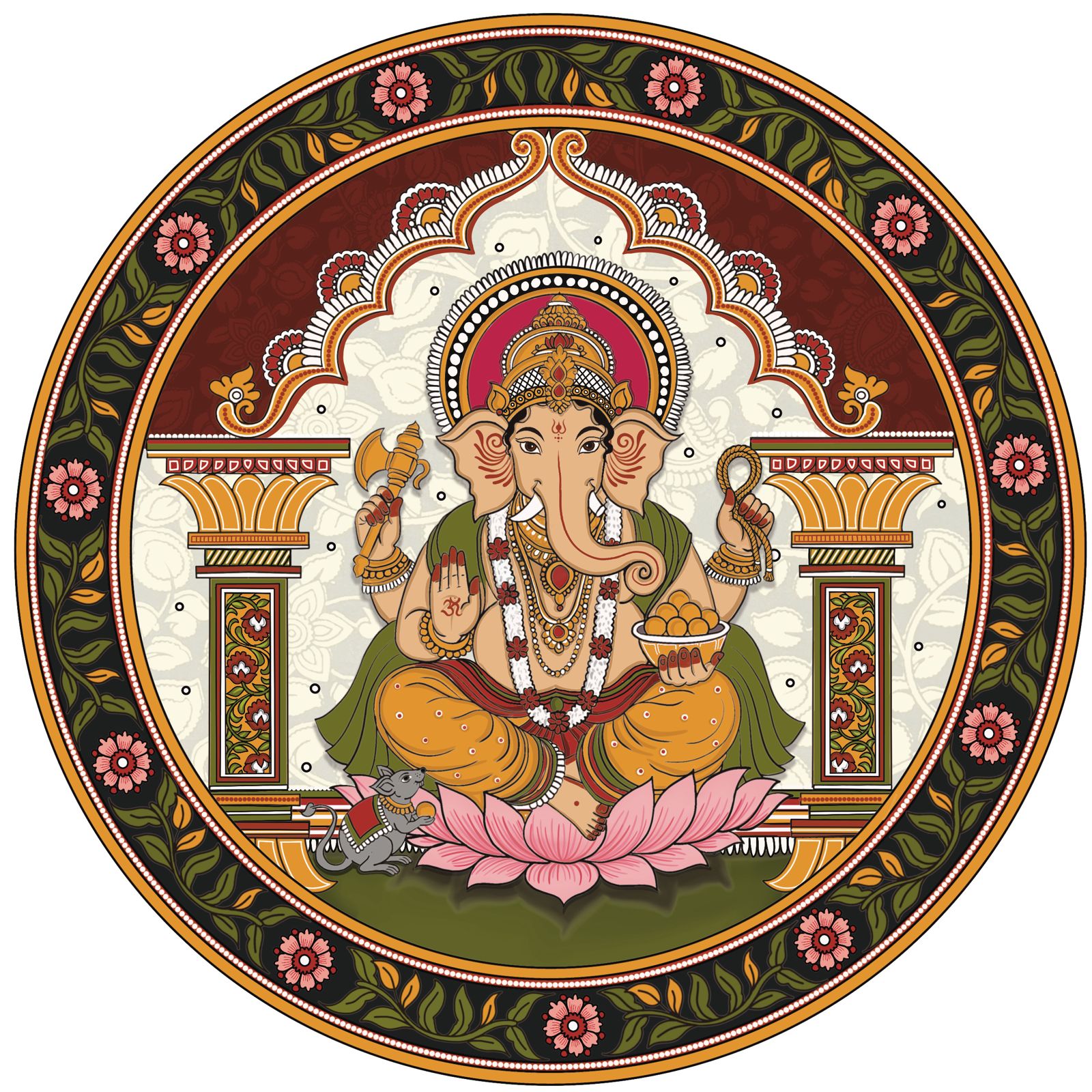 Ganpati Darshan – Ivory White | 8 Inch Table Top Wall Plate with Stand