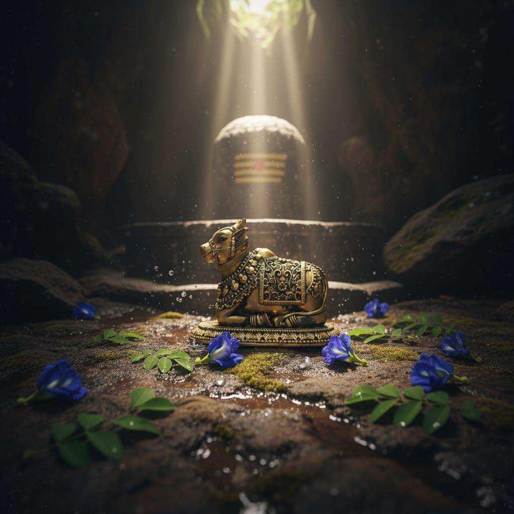 Handcrafted Brass Nandi Idol for Car Dashboard