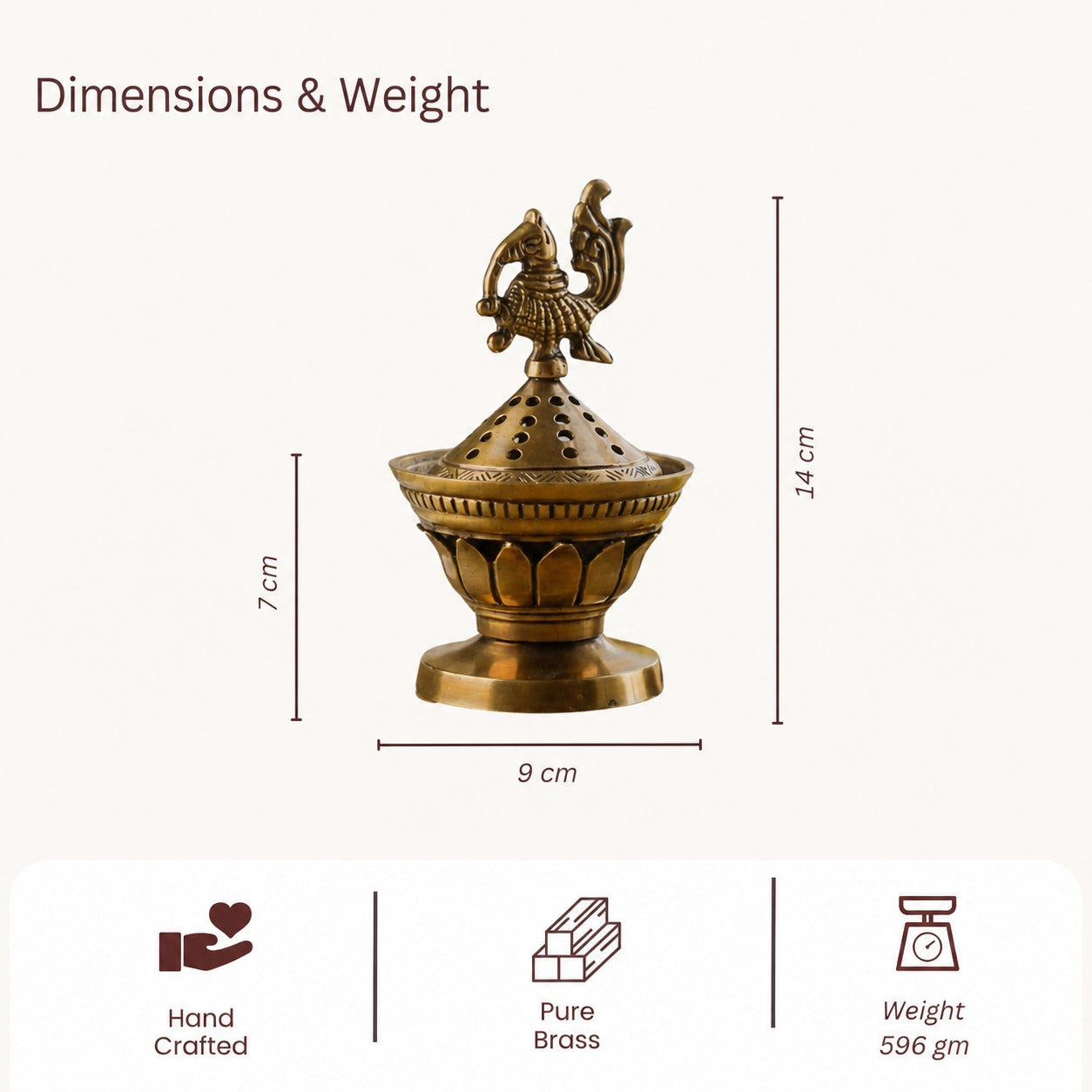 Konark Brass Incense & Loban Burner Dhoop Dani