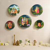 Gods Of India - Set of 5 Wall Plates