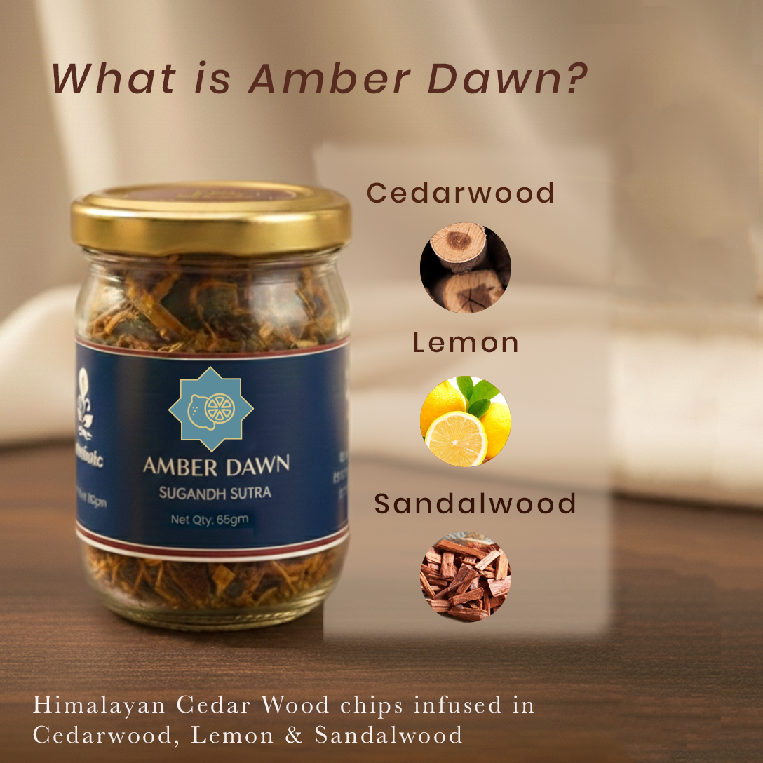 Sugandh Sutra Home Fragrance Bakhoor- Amber Dawn for Stress Relief 65gm