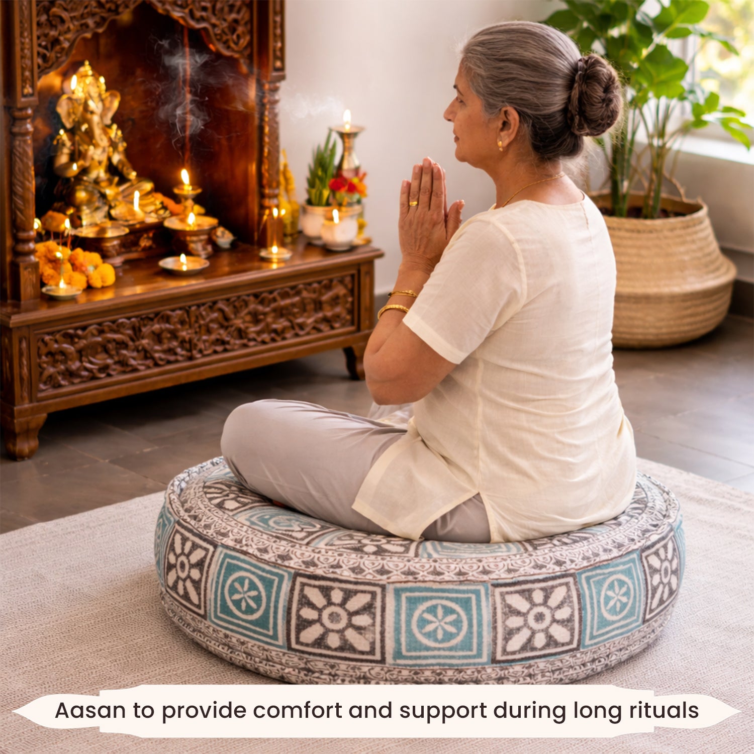Hand Block Print Round Floor Cushions