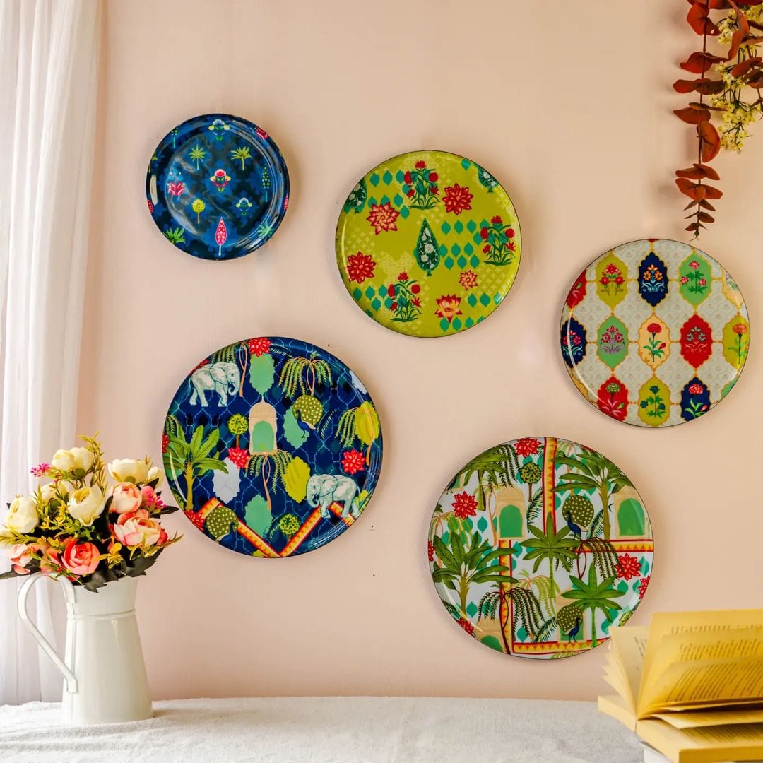 MNL Decorative Plates Jaipur Haveli Wall Plates- Set of 5