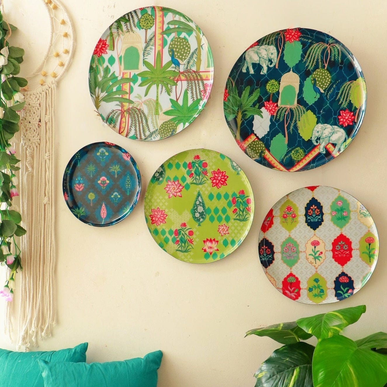 MNL Decorative Plates Jaipur Haveli Wall Plates- Set of 5