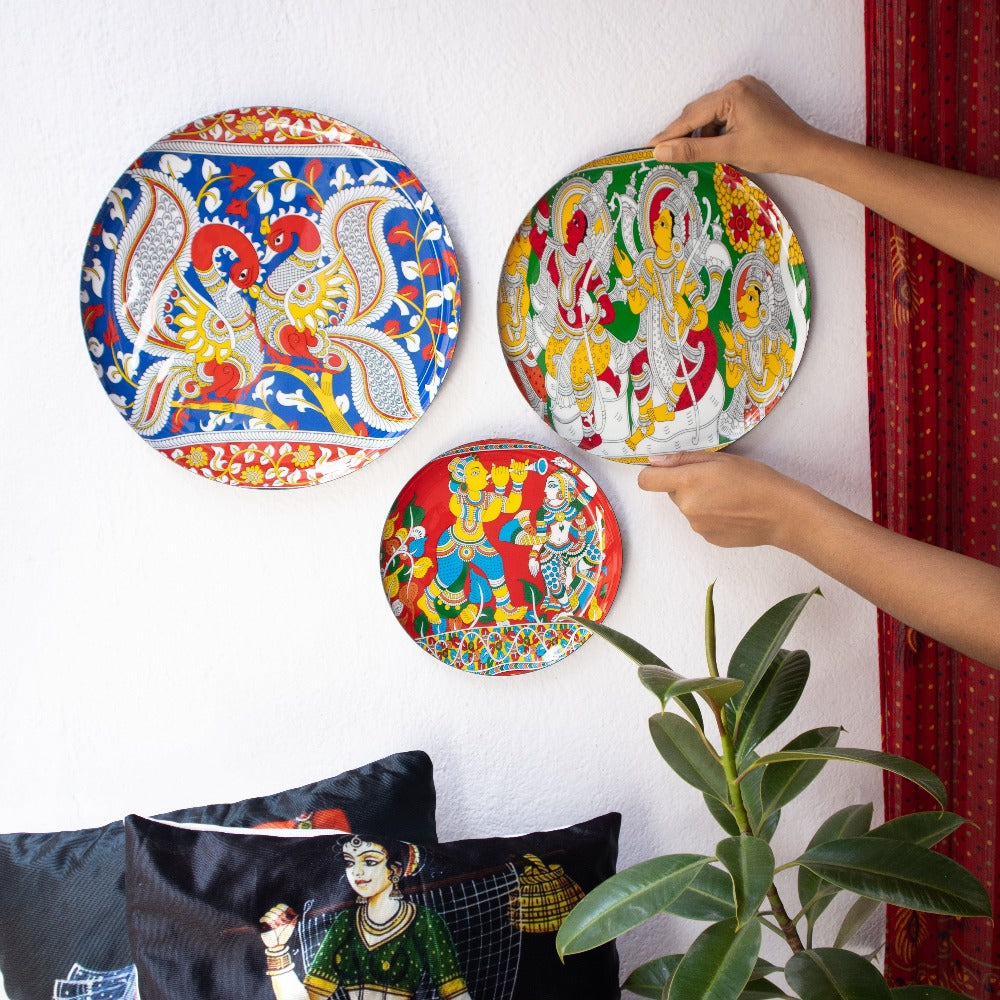 MNL Decorative Plates Kalamkari Wall Plates- Set of 3