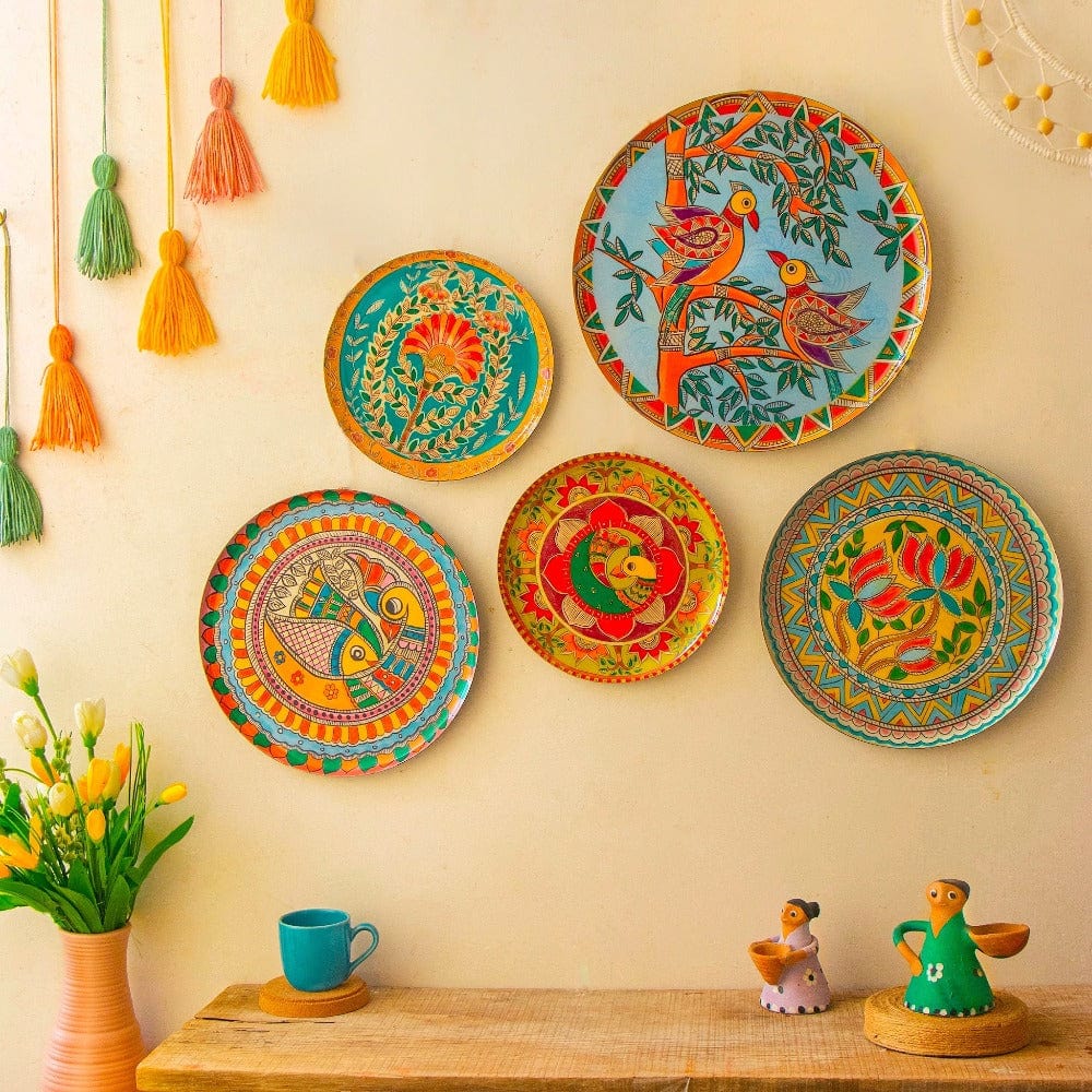 Madhubani Wall Plates- Set of 5 - Ritualistic