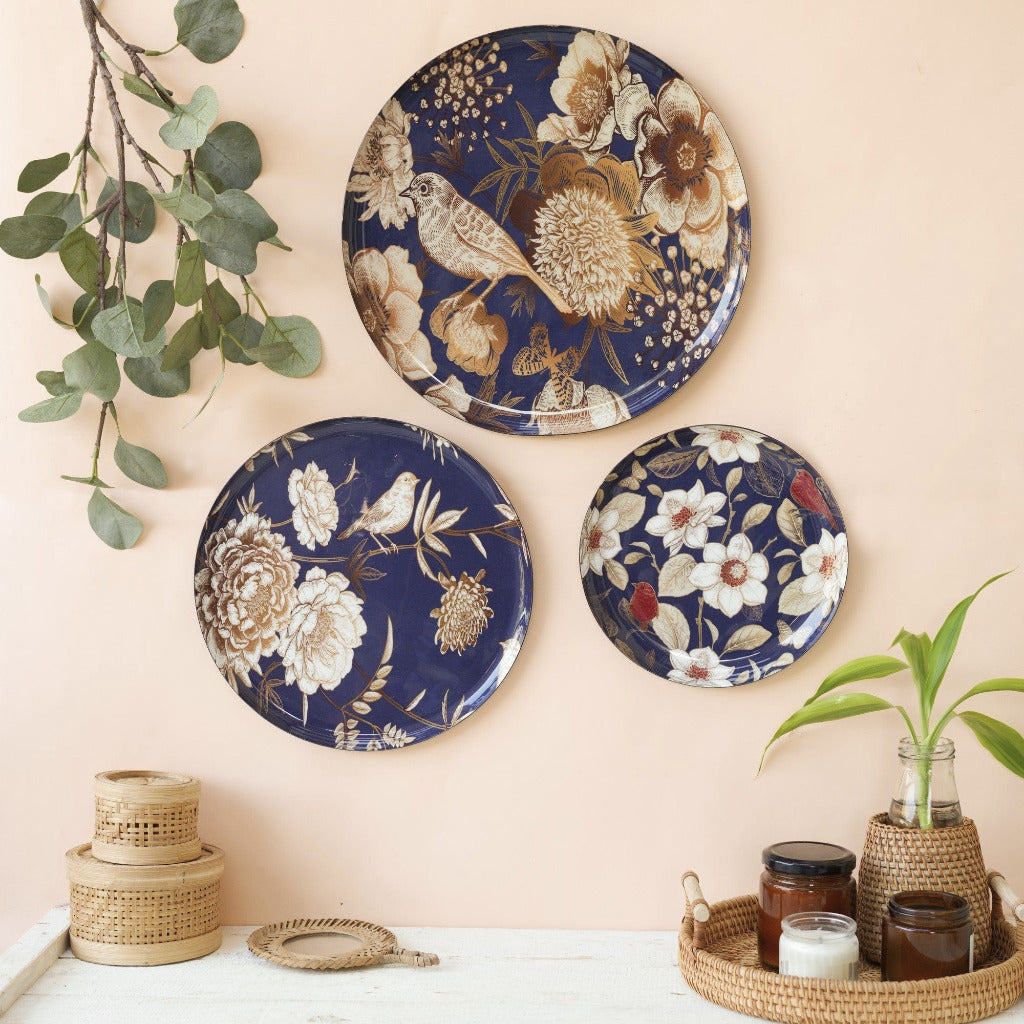 MNL Decorative Plates Oriental Blooms Wall Plates- Set of 3