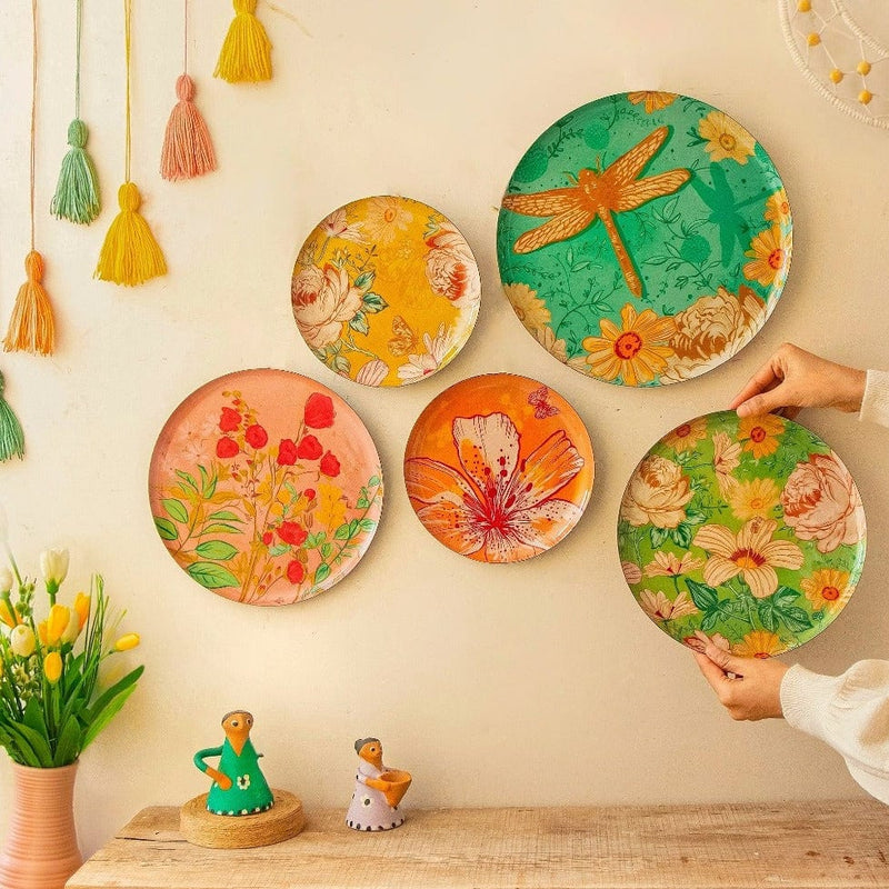 Pastel Blooms Wall Plates-Set of 5