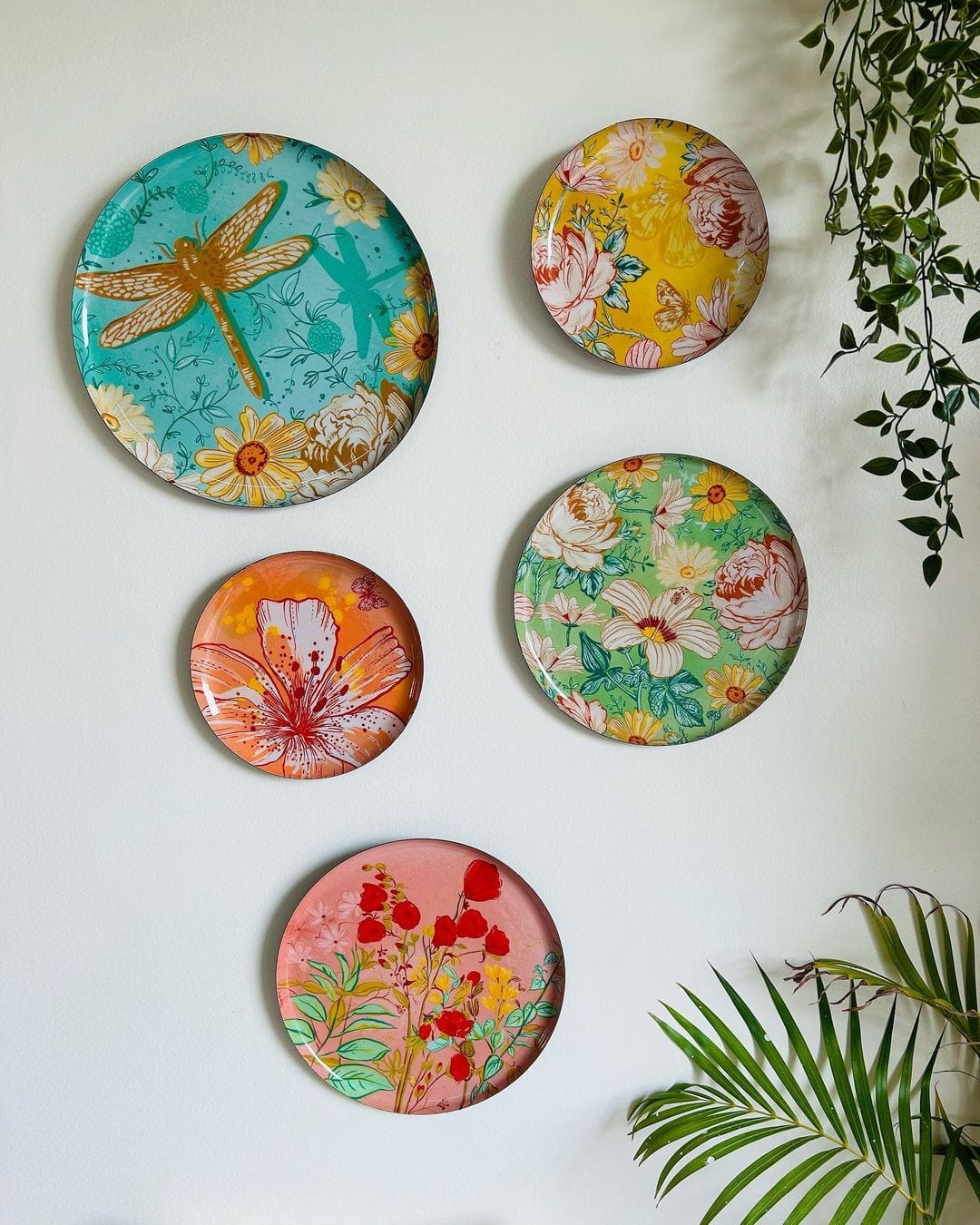 MNL Decorative Plates Pastel Blooms Wall Plates-Set of 5