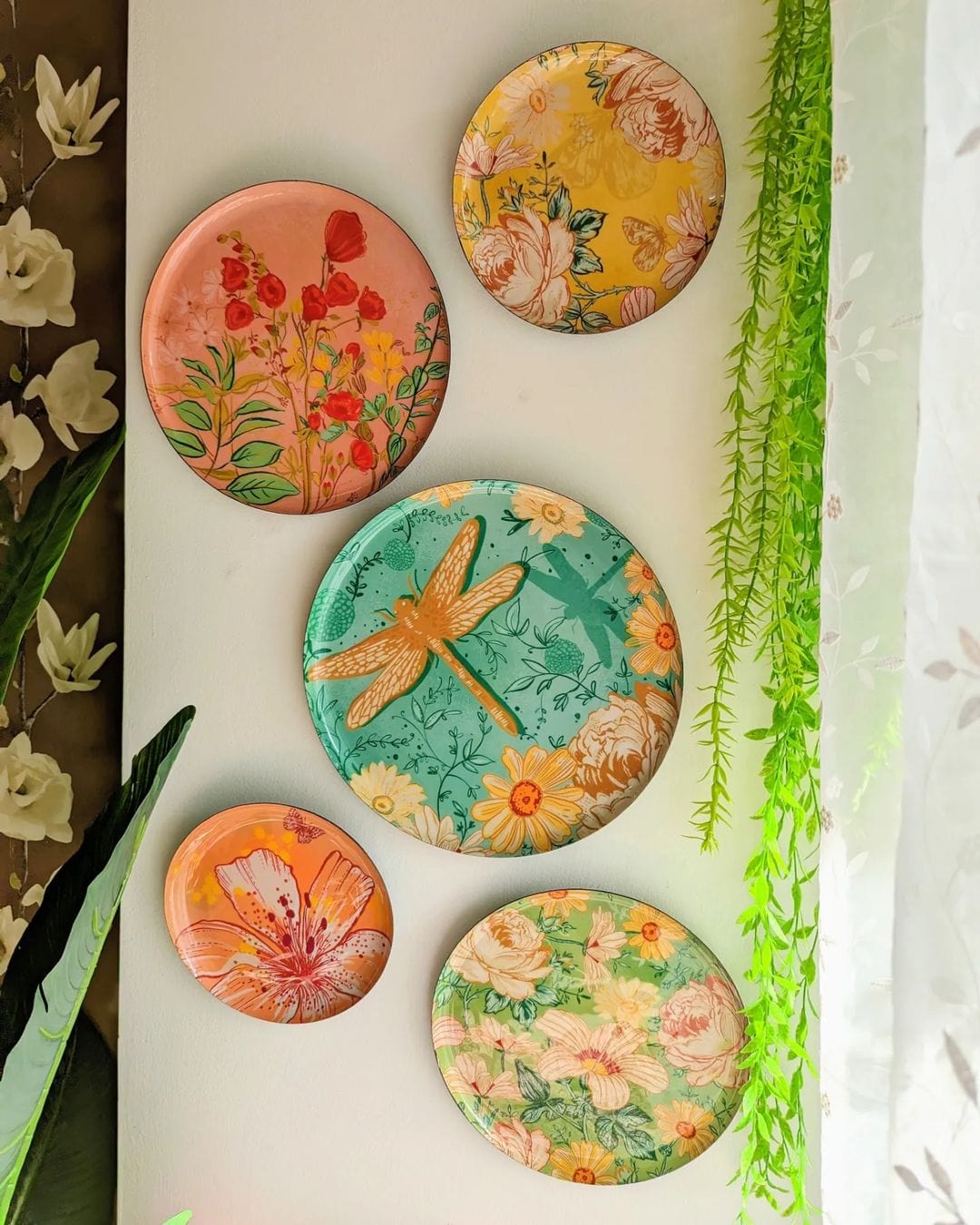 MNL Decorative Plates Pastel Blooms Wall Plates-Set of 5