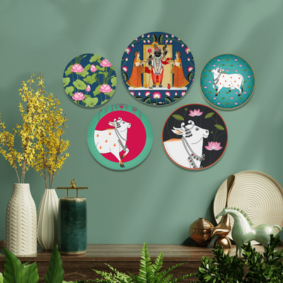 MNL Decorative Plates Pichwai Wall Art- Set of 5