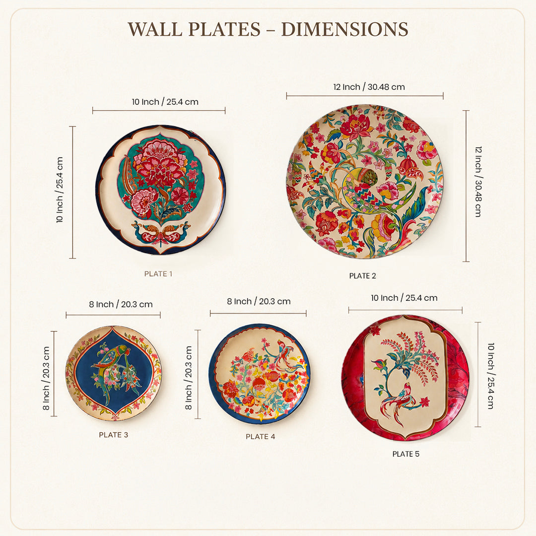 Birds of Paradise Wall Plates- Set of 5