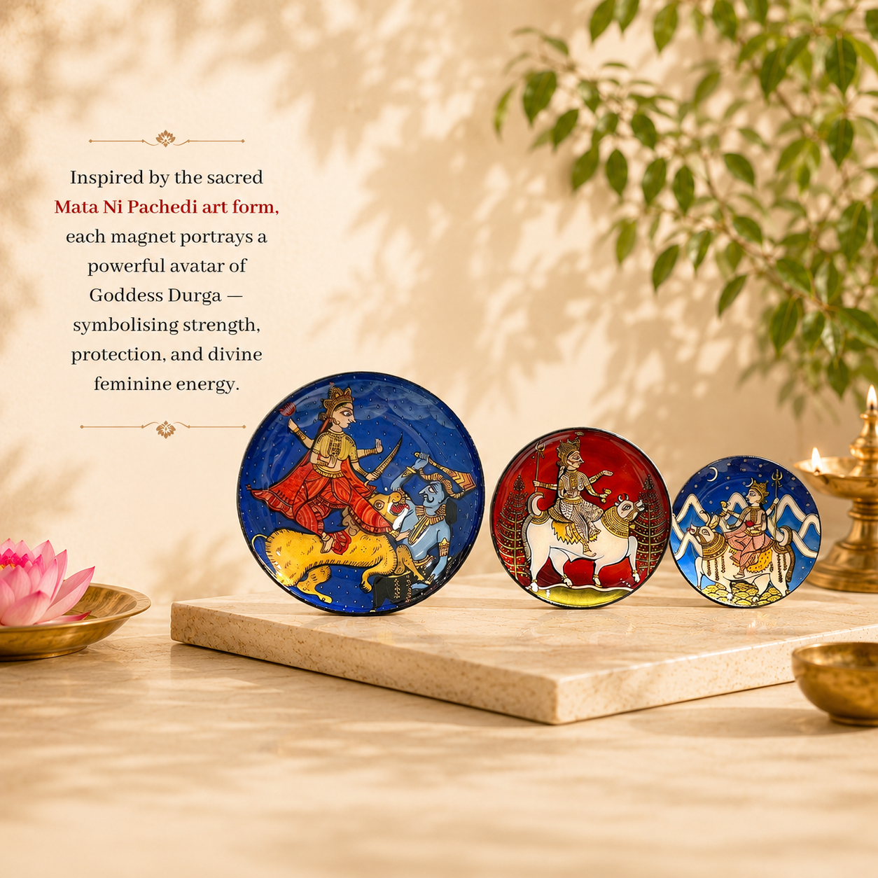 Nav Durga – Set of 3 Goddess Durga Magnets