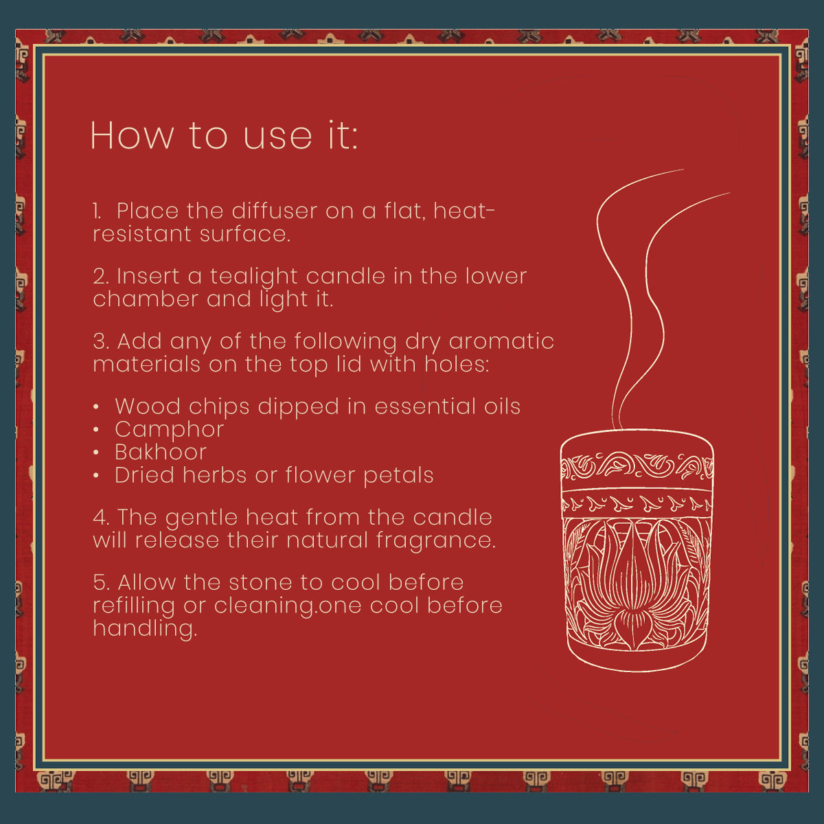 Neerja Maroon Hand Carved Lotus Soapstone Burner Diffuser