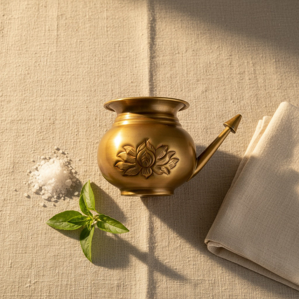 Brass-Lotus Jal Neti Pot