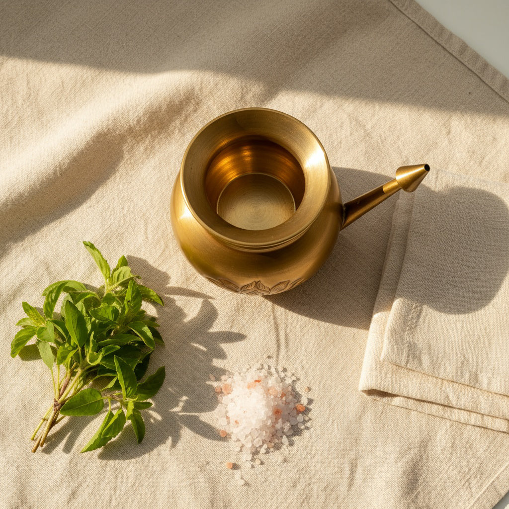 Brass-Lotus Jal Neti Pot