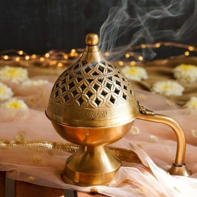 MNL Incense Holders Home Purifying Brass Hand Loban