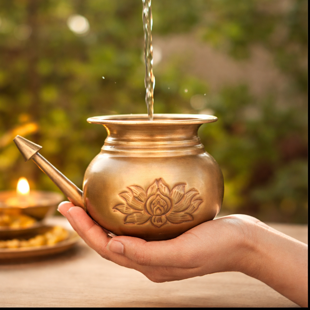 Brass-Lotus Jal Neti Pot