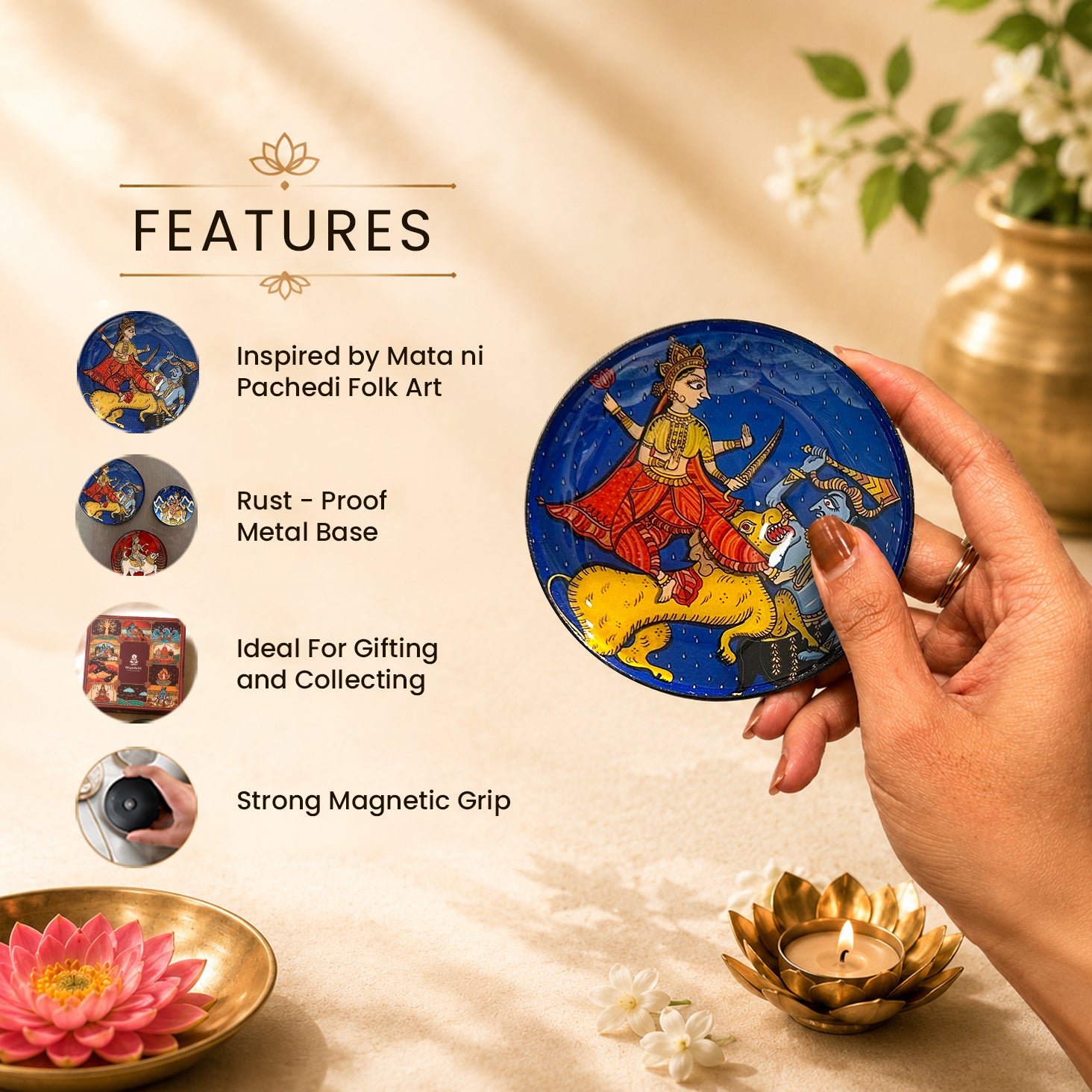 Nav Durga – Set of 3 Goddess Durga Magnets