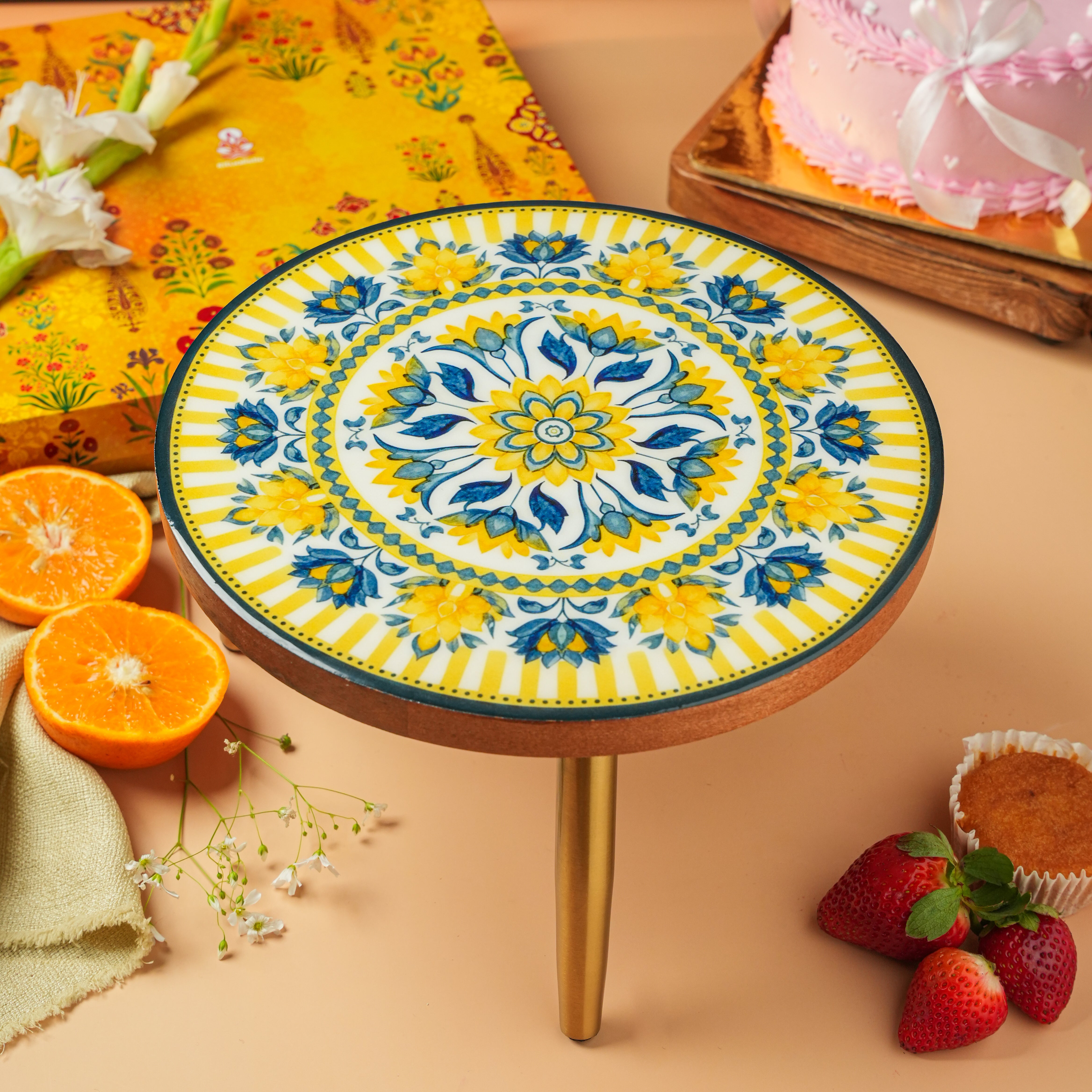 Mandala Collapsible Wooden Cake Stand