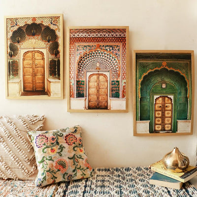 MNL Posters, Prints, & Visual Artwork Jaipur Palace Wall Art - Set of 3