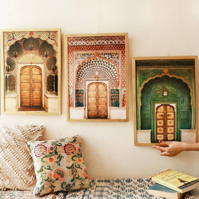 MNL Posters, Prints, & Visual Artwork Jaipur Palace Wall Art - Set of 3