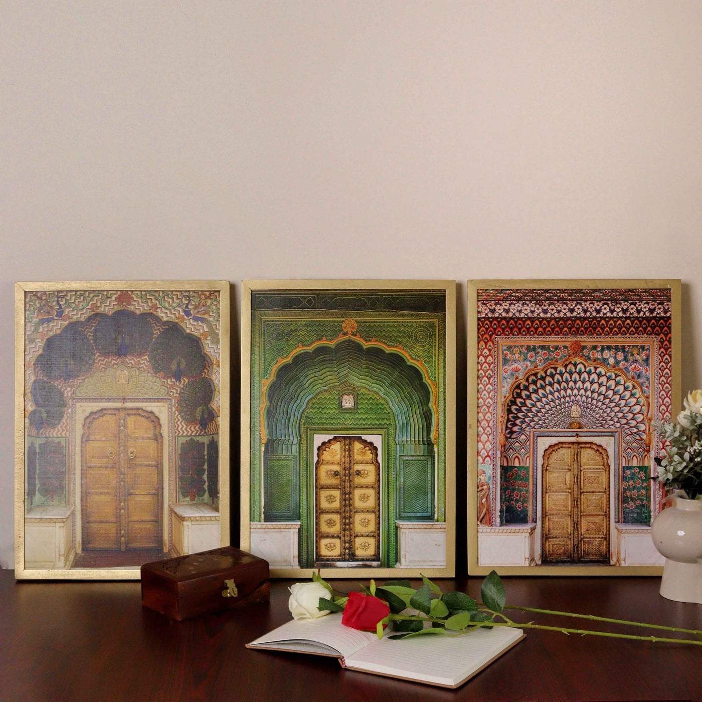 MNL Posters, Prints, & Visual Artwork Jaipur Palace Wall Art - Set of 3