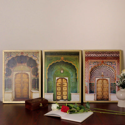 MNL Posters, Prints, & Visual Artwork Jaipur Palace Wall Art - Set of 3