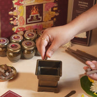 Brass Hawan Kund  with Spoon for Vedic Rituals at Home