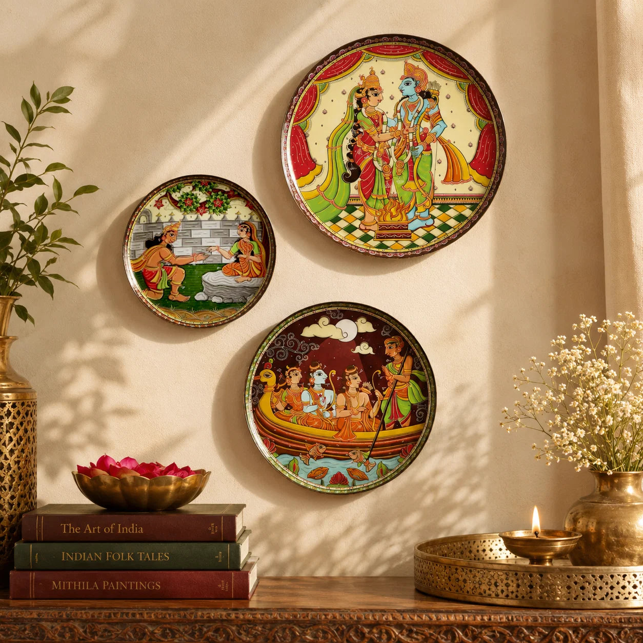 Ramayan Pattachitra Art Wall Plates – Set of 3